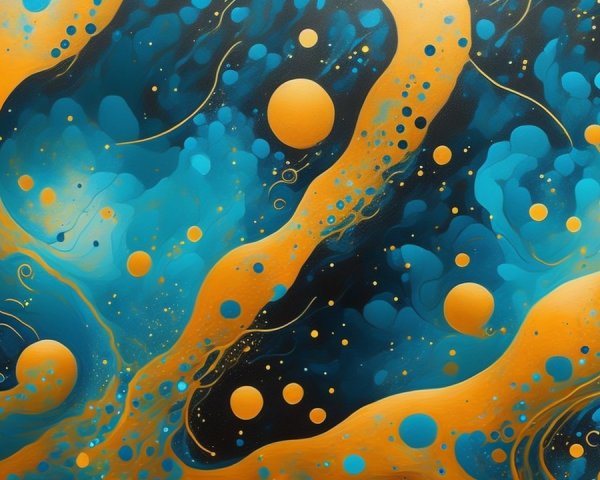 Abstract Composition of Orange and Blue Waves