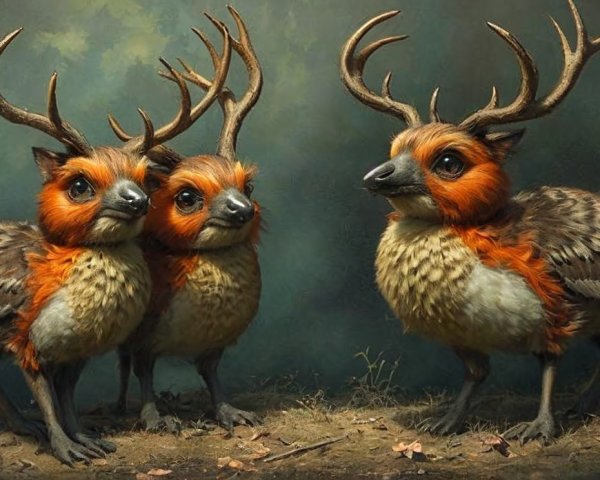 Fantastical Creatures in a Lush Forest Setting