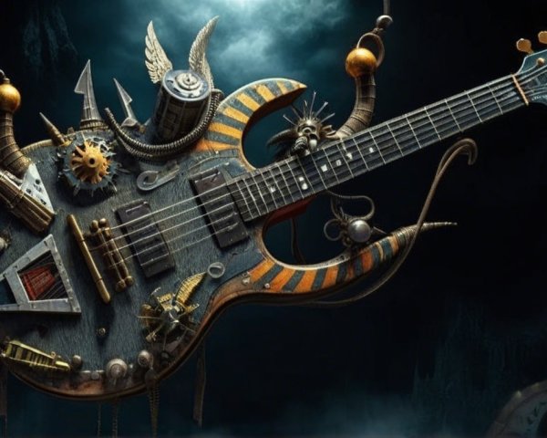 Fantastical Steampunk Guitar with Intricate Design