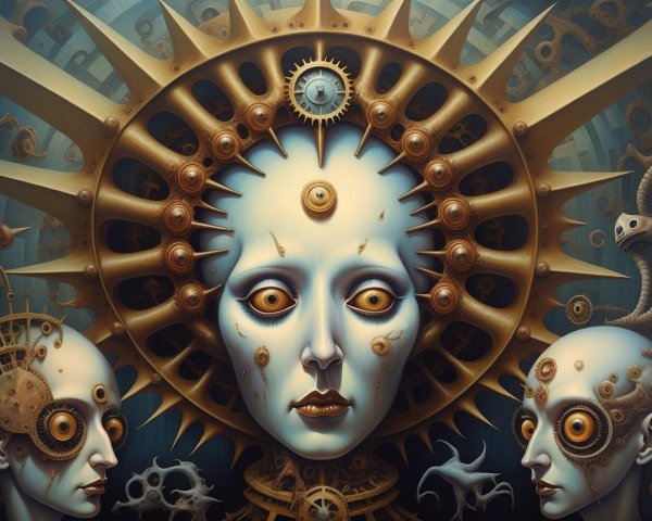 Surreal Composition of Robotic Faces with Gears