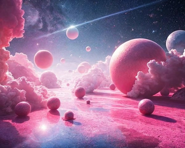 Surreal Cosmic Landscape with Vibrant Pink Hues