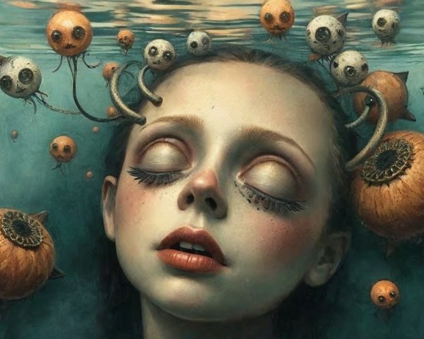 Serene Underwater Scene with Whimsical Orbs