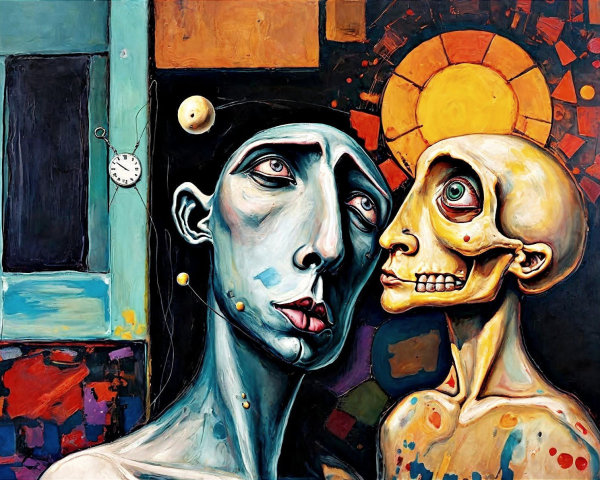 Abstract Surreal Figures with Elongated Features