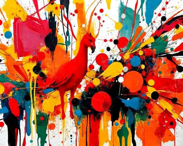 Vibrant Abstract Painting with Bold Colors and Shapes