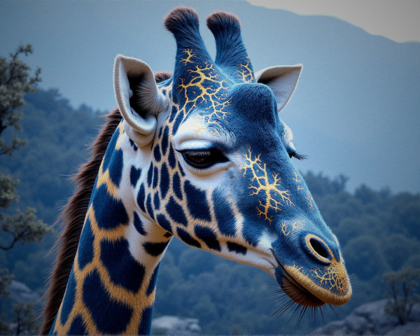 Close-Up of a Giraffe's Head with Unique Features