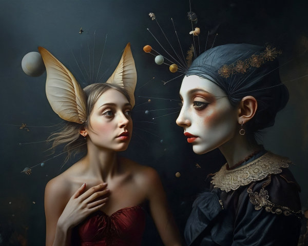 Women in Mystical Setting with Ethereal Elements