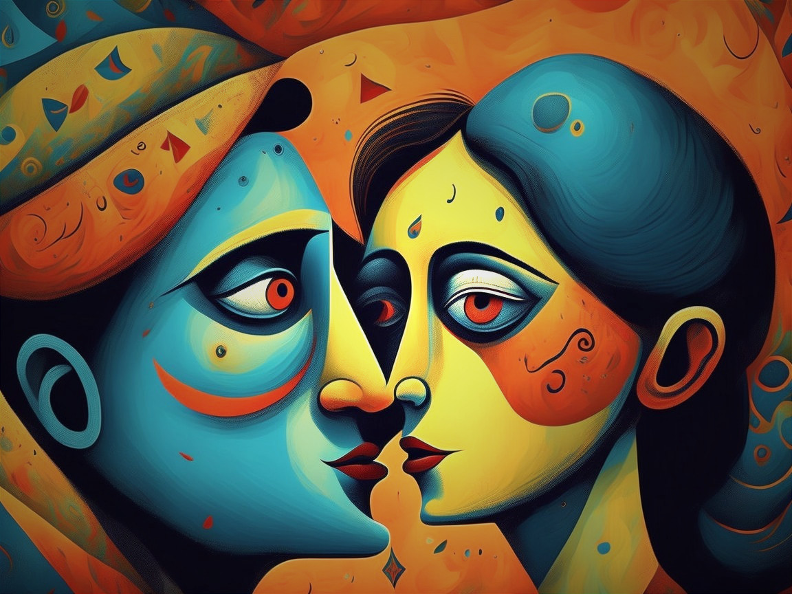 Abstract Faces in Vibrant Colors and Geometric Shapes