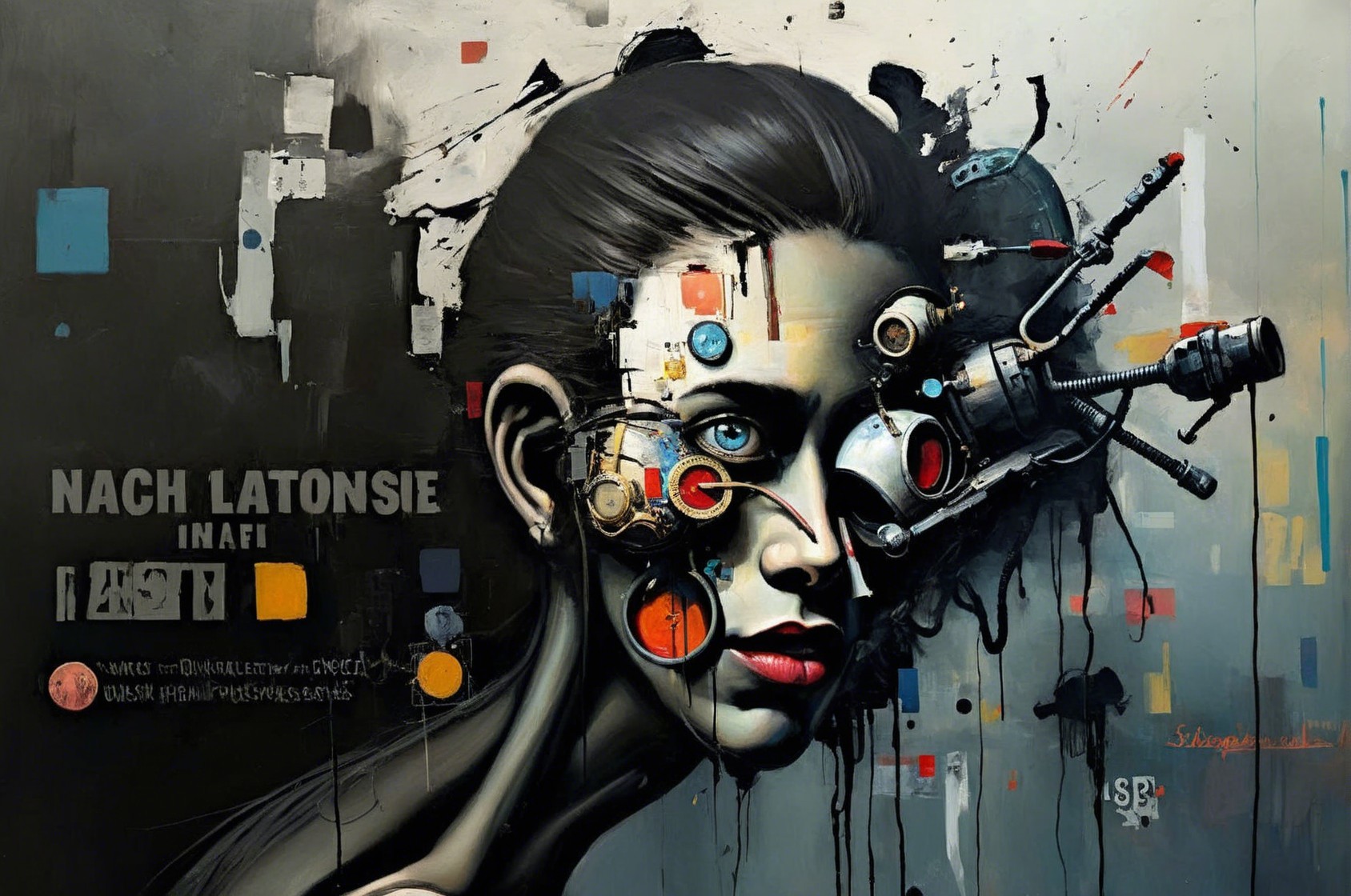 Futuristic Portrait of Woman with Mechanical Elements