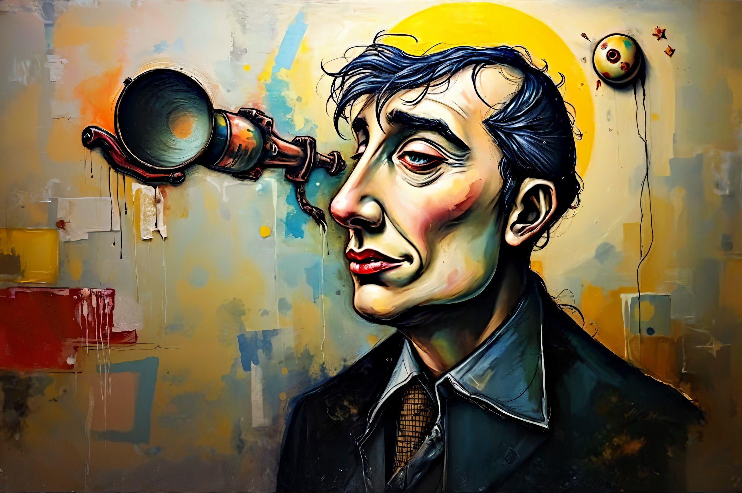 Vibrant Digital Painting of a Man in Profile