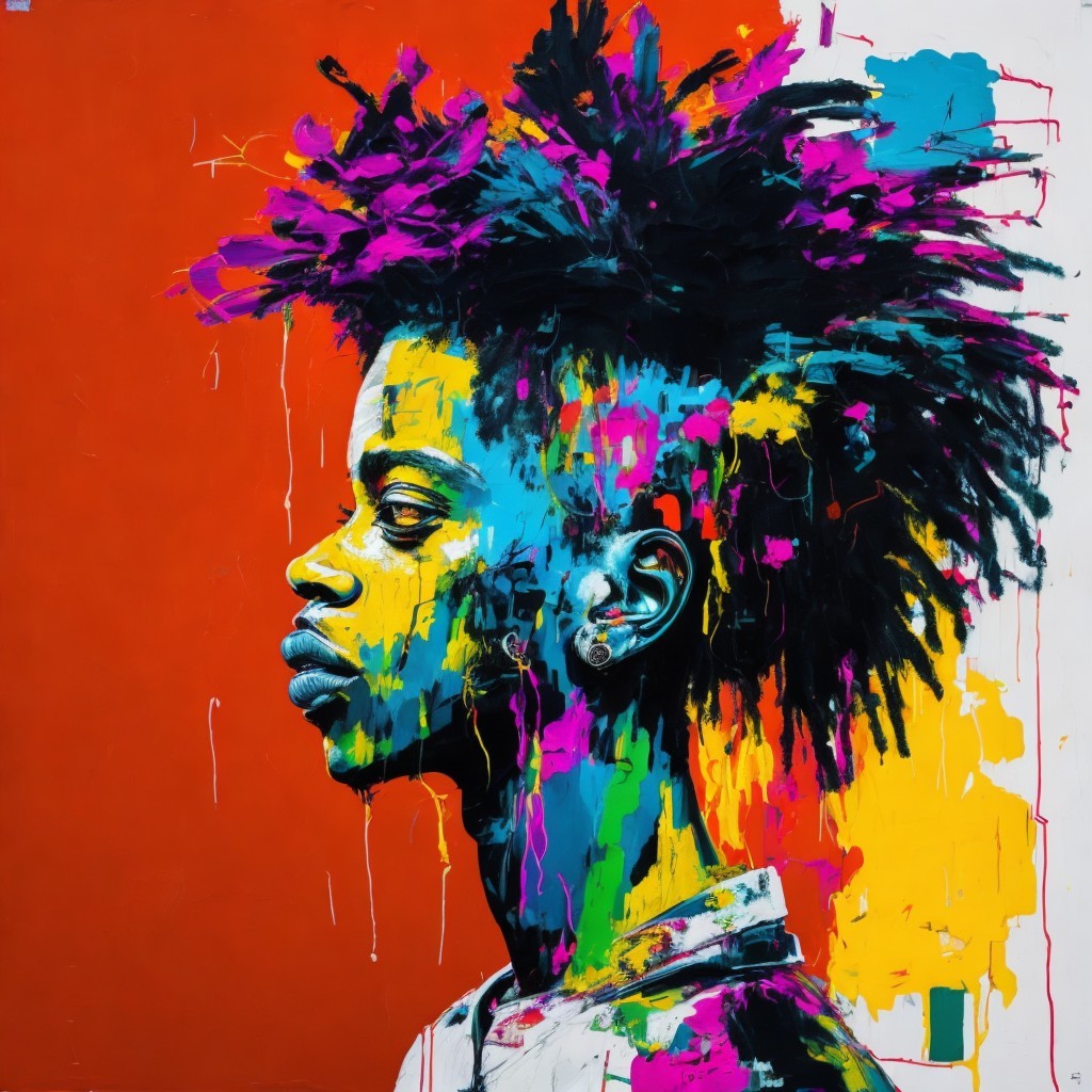 Vibrant Profile of a Young Person with Colorful Hair