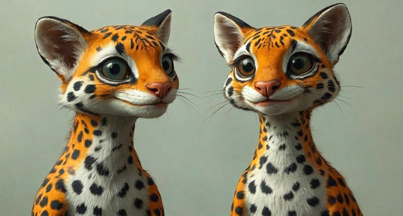 Cartoon Jaguars with Expressive Eyes and Playful Design