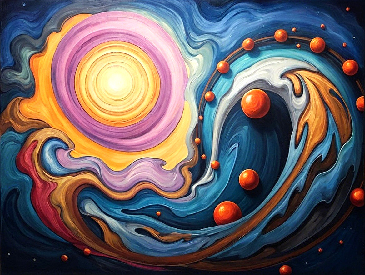 Vibrant Abstract Cosmic Scene with Dynamic Colors