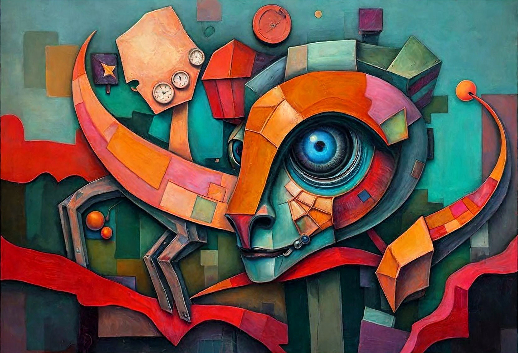 Abstract Composition with Vivid Colors and Geometric Shapes