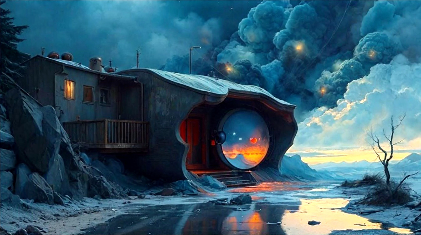 Surreal Futuristic Dwelling in Rocky Terrain