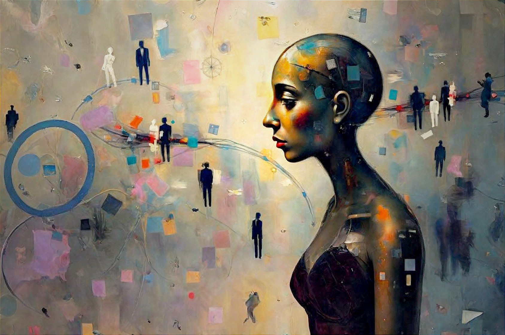 Abstract Expressionism Painting of Fragmented Connection