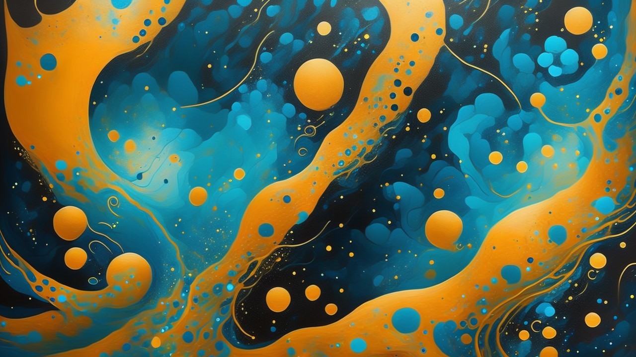 Abstract Composition of Orange and Blue Waves