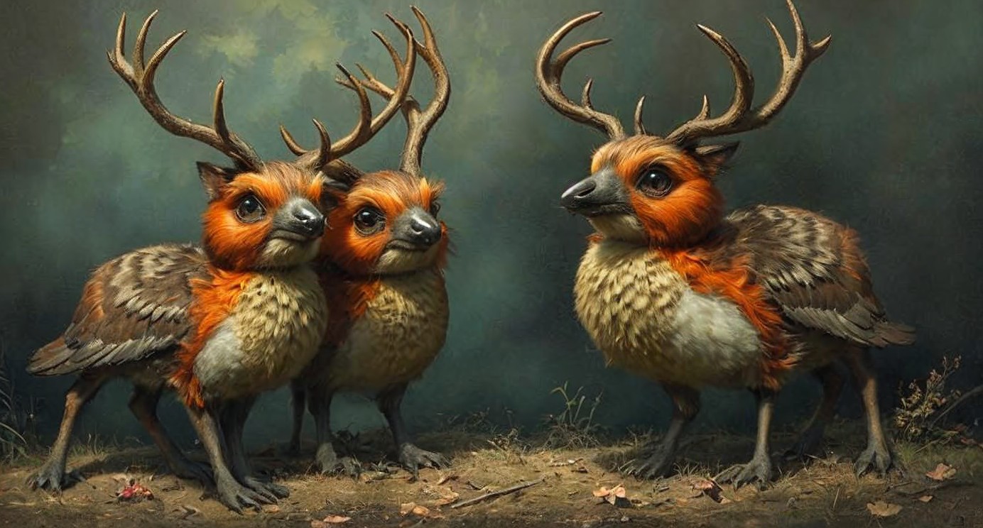 Fantastical Creatures in a Lush Forest Setting