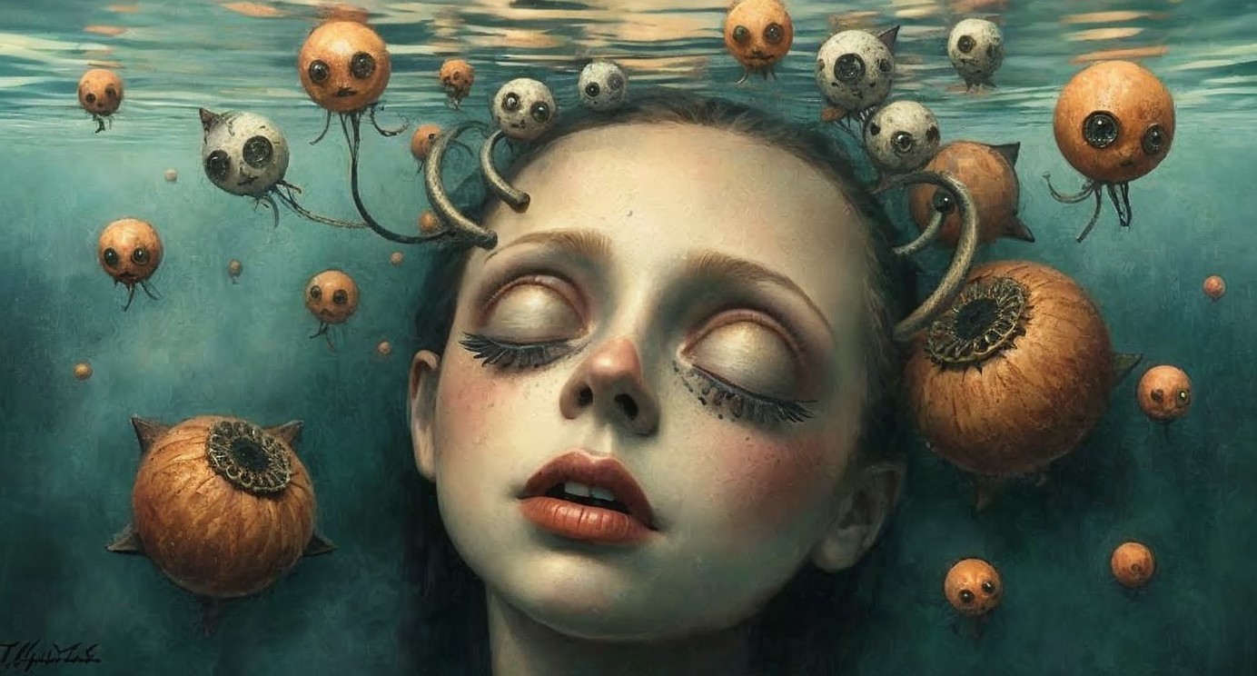 Serene Underwater Scene with Whimsical Orbs