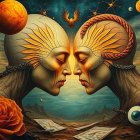 Humanoid Figures in Surreal Celestial Landscape