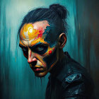 Colorful Digital Painting of a Man in the Rain