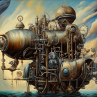 Steampunk Machinery with Brass Pipes and Gears