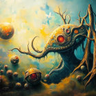 Surreal Alien Landscape with Vibrant Colors and Forms