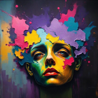 Vibrant Abstract Portrait of a Serene Woman