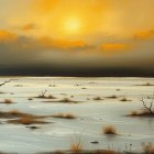 Surreal Landscape with Sunset and Barren Expanse