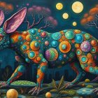 Fantastical Creature in Vibrant Otherworldly Landscape