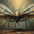 Surreal Giant Fly with Iridescent Stained Glass Body