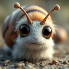 Whimsical Snail-like Creature with Colorful Stripes