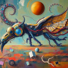 Fantastical Creature with Celestial Landscape Elements