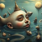 Surreal Underwater Scene with Ethereal Elements