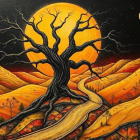 Dramatic Landscape with Silhouetted Tree and Sunset