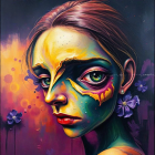 Surreal Portrait of a Young Woman with Abstract Features
