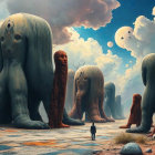 Desolate Alien Landscape with Ancient Mushroom Formations