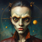 Monochromatic Portrait of a Woman with Celestial Background
