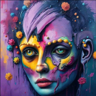 Abstract Portrait of a Woman with Bold Colors