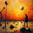 Surreal Landscape with Figure and Abstract Objects