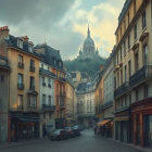 Charming Parisian Street with Iconic Sacré-Cœur Basilica
