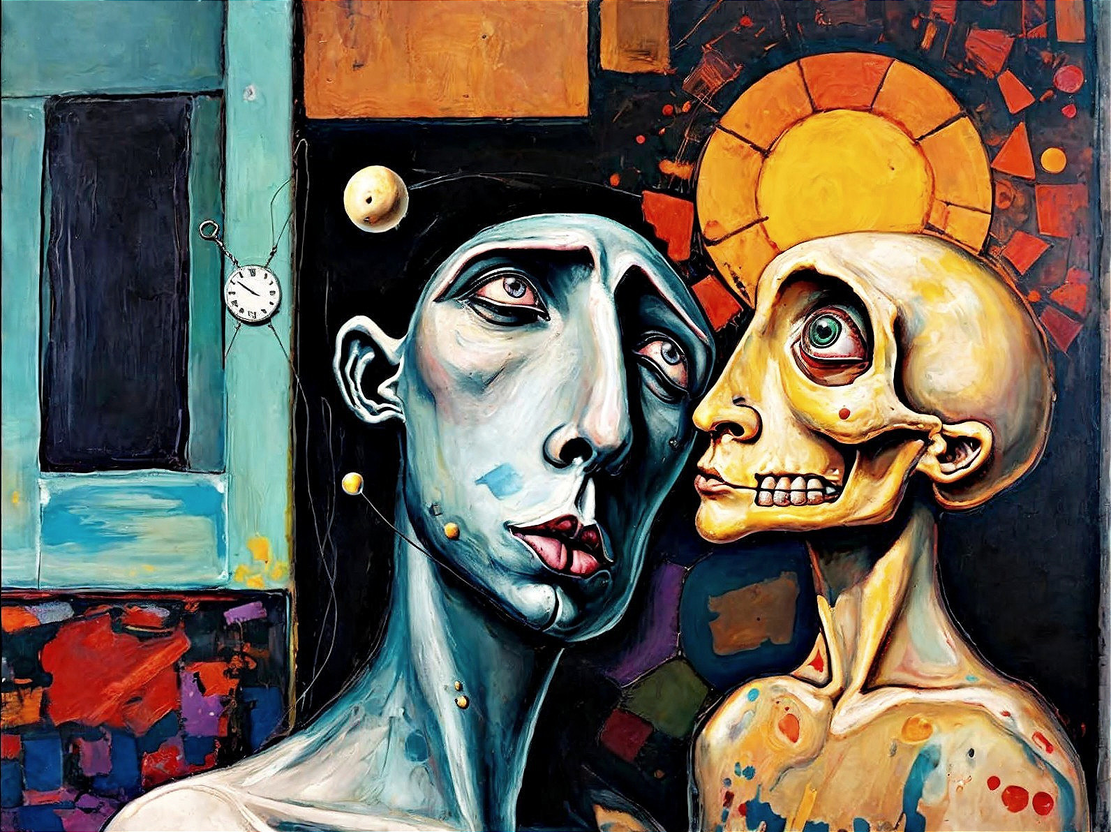 Abstract Surreal Figures with Elongated Features