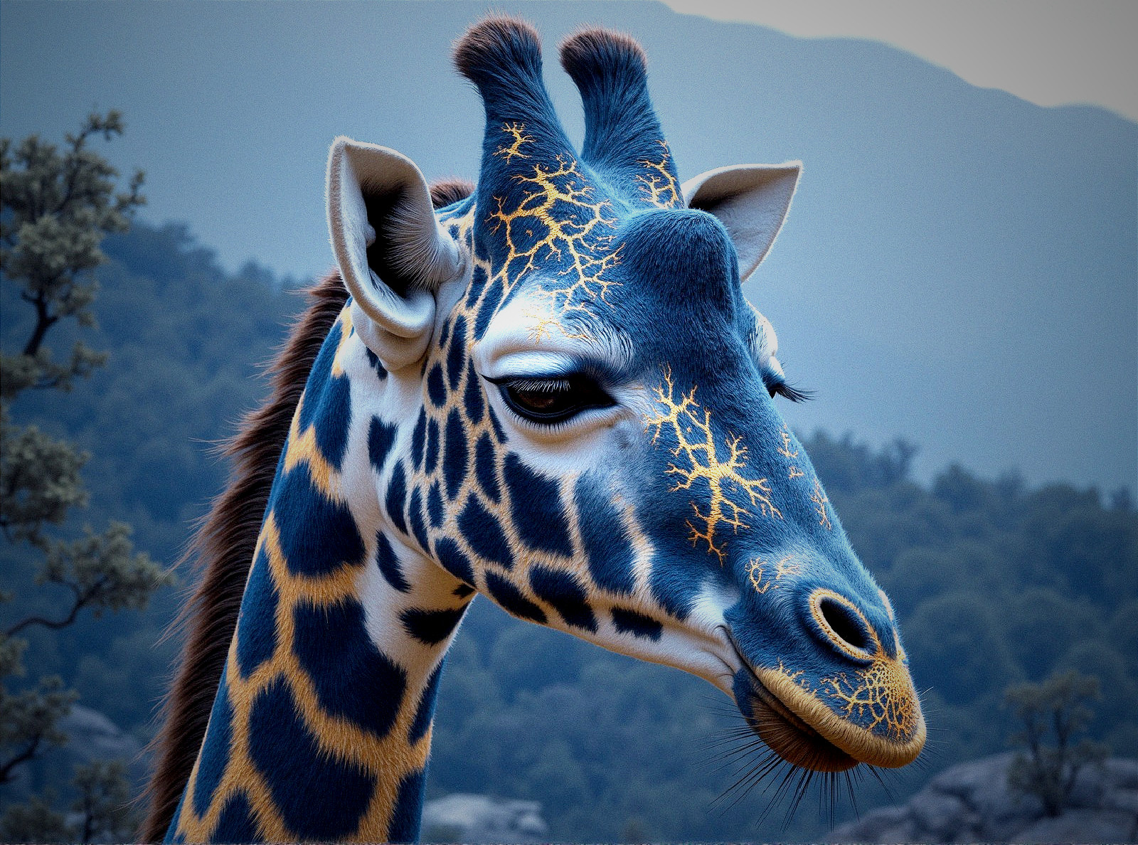 Close-Up of a Giraffe's Head with Unique Features