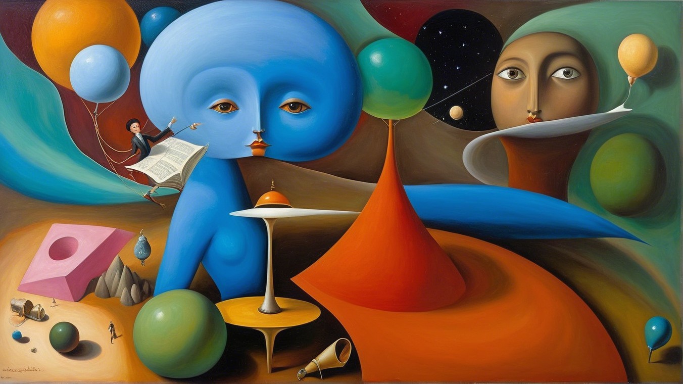 Surreal Landscape with Vibrant Colors and Abstract Shapes