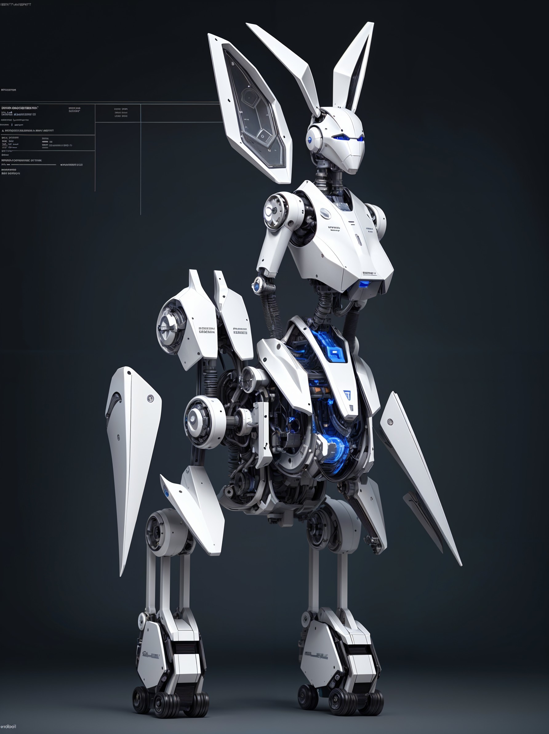 Futuristic Robotic Rabbit with Sleek White Design