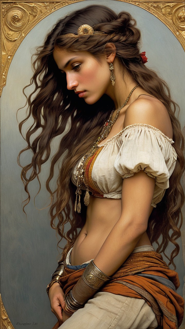 Elegant Woman in Profile with Jewelry and Warm Tones