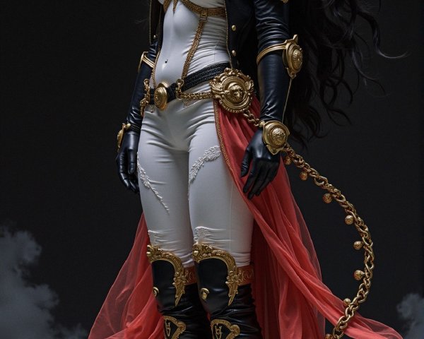 Elaborate Costume with Bodysuit and Red Cape