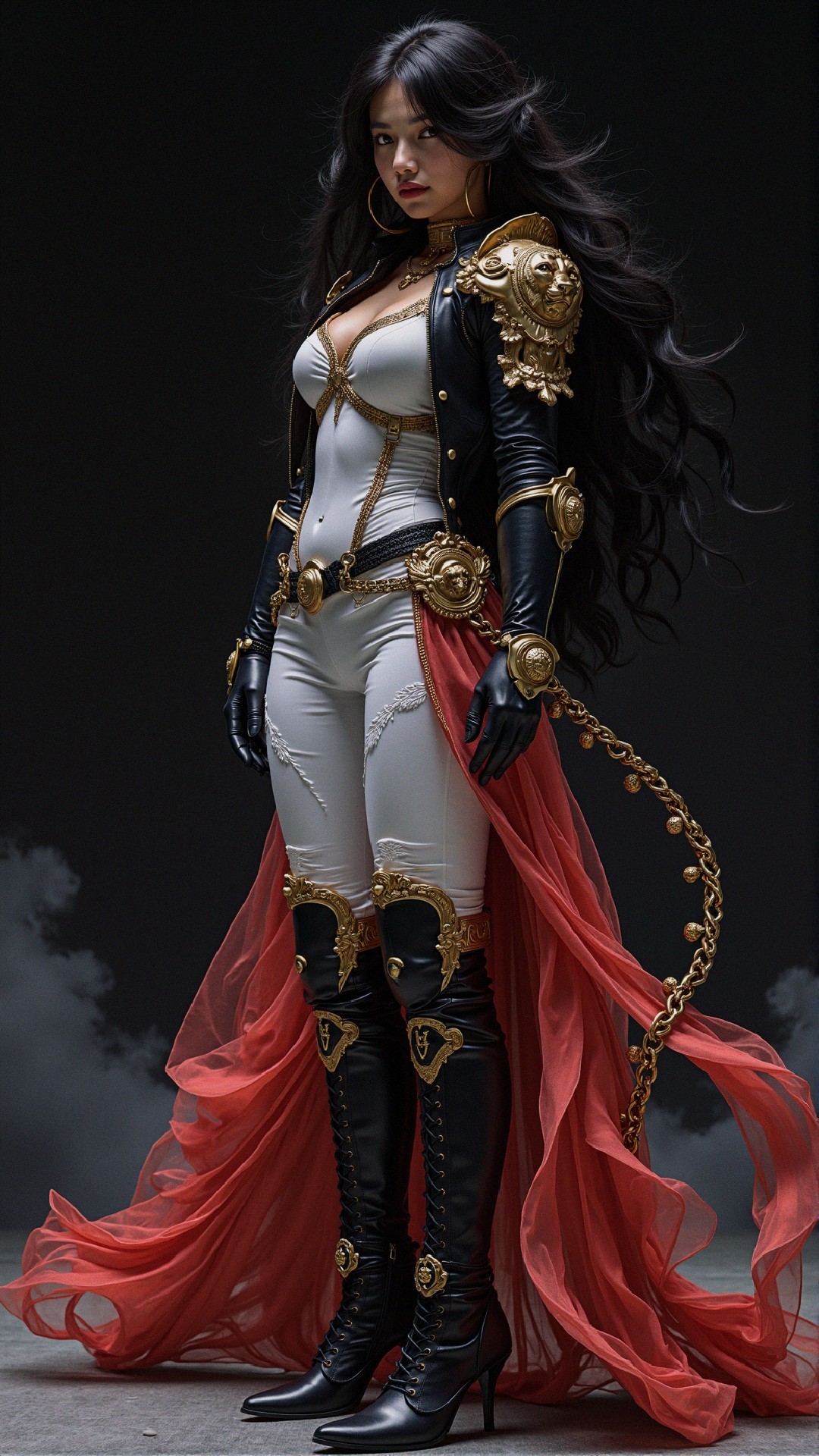 Elaborate Costume with Bodysuit and Red Cape