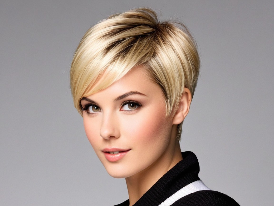 Young Woman with Chic Short Blonde Hairstyle
