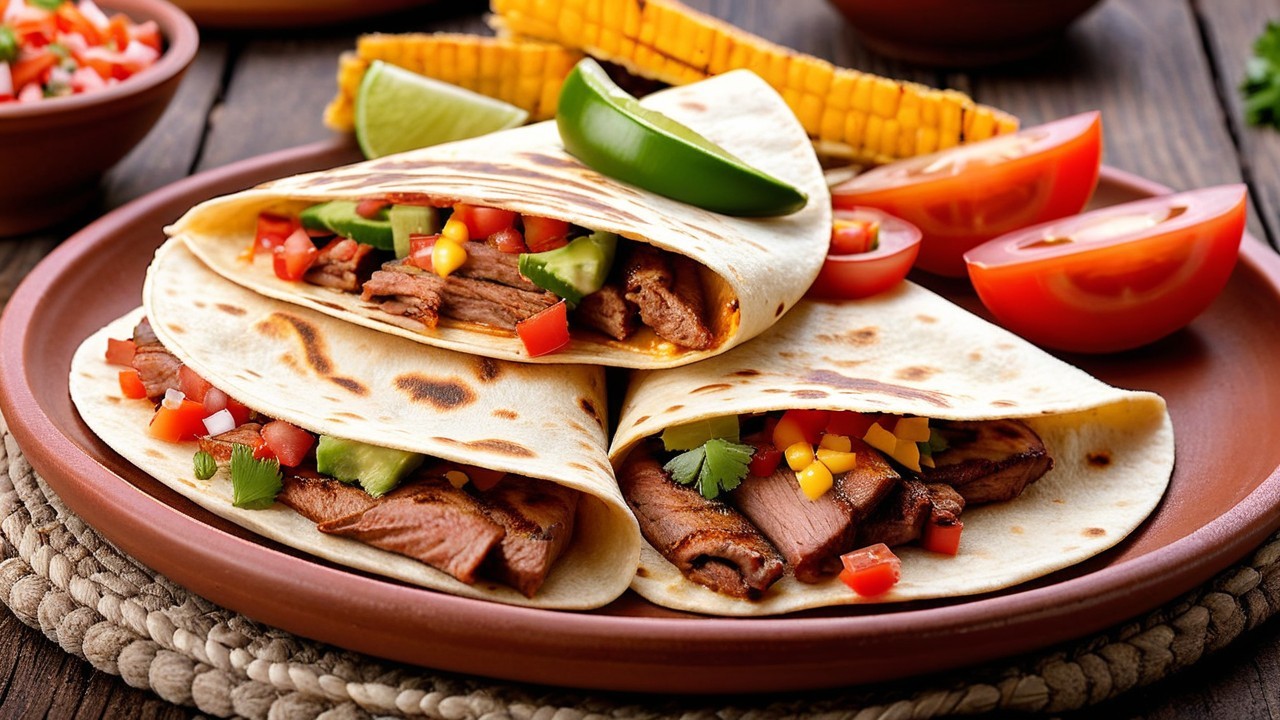 Grilled Beef Tacos with Fresh Toppings and Sides