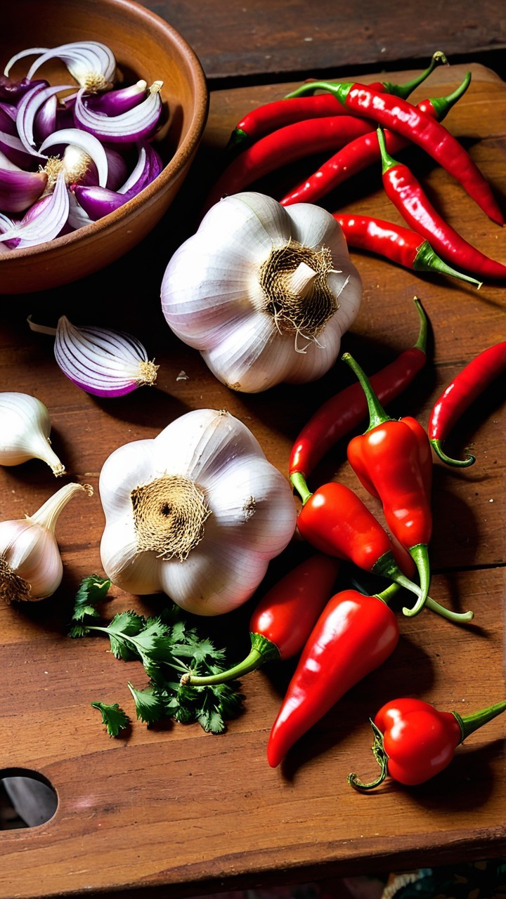 Fresh Ingredients on Rustic Wooden Surface